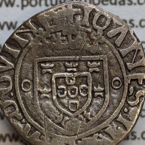 Vintém Prata de D. João II 1481-1495, Porto, "P" com ponto, Legenda: ✚IOHANES:I•I:R:P:ET:A:D:GV: / ✚IOANES:I•I:R:P:ET:A:D:GVINE