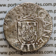 Vintém prata de D. João III 1521-1557, Variantes Inéditas , Legenda: ⋌IOANES⋌III⋌R⋌PO  / ✠IOANE:III:R:POR:E