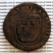 Patacão ou X Reais Cobre de D. João III 1521-1557, Legenda: ✚IOANNES:III:D:G:POR:ETALGARBIORVM / ○REX○QVINTVS○DECIMVS