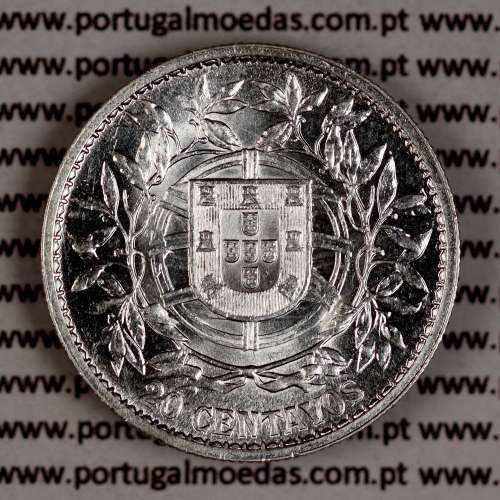 Portugal, silver coin of 20 centavos 1916, $20 centavos of the Portuguese Republic, (UNC), World Coins Portugal KM 562