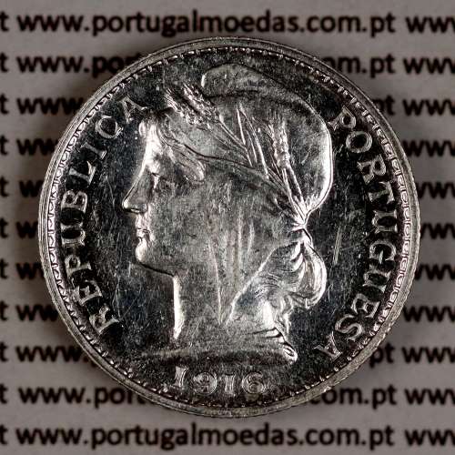 Portugal, silver coin of 20 centavos 1916, $20 centavos of the Portuguese Republic, (UNC), World Coins Portugal KM 562