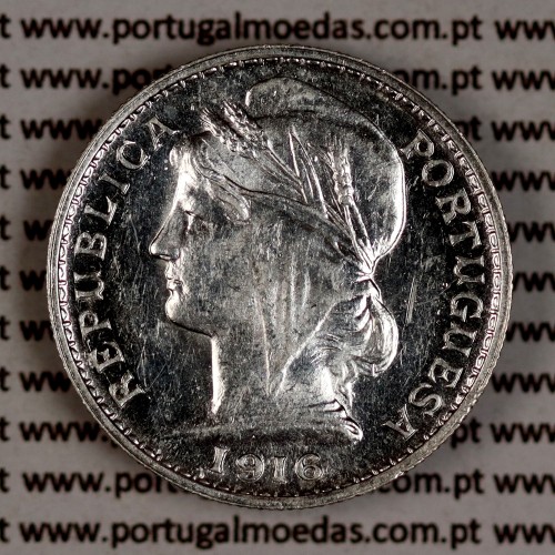 20 centavos 1916 prata, ($20 centavos prata 1916), Republica Portuguesa, (Soberba), World Coins Portugal  KM 562