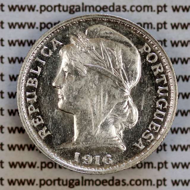 Portugal, silver coin of 20 centavos 1916, $20 centavos of the Portuguese Republic, (UNC), World Coins Portugal KM 562