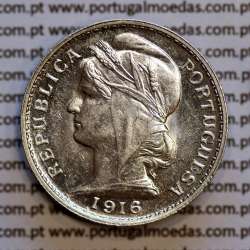 20 centavos 1916 prata, ($20 centavos prata 1916), Republica Portuguesa, (Soberba), World Coins Portugal  KM 562