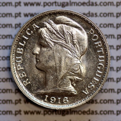 20 centavos 1916 prata, ($20 centavos prata 1916), Republica Portuguesa, (Soberba), World Coins Portugal  KM 562