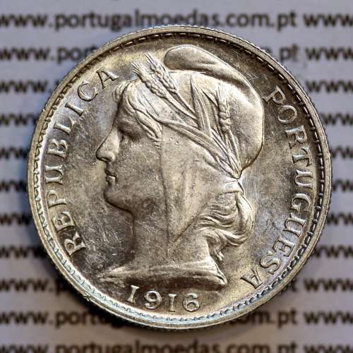 20 centavos 1916 prata, ($20 centavos prata 1916), Republica Portuguesa, (Bela/Soberba), World Coins Portugal  KM 562