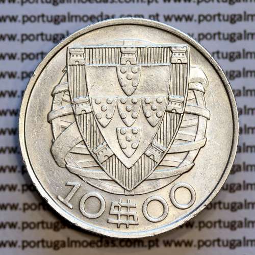 10$00 prata 1940, 10 Escudos 1940 Prata da República Portuguesa, (Bela), World Coins Portugal KM 582