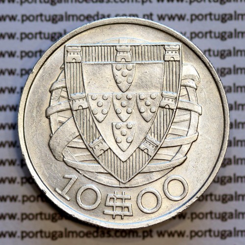 Portugal silver coin of 10 Escudos 1940, 10$00 silver 1940 of the Portuguese Republic, (XF), World Coins Portugal KM 582