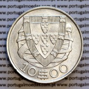 Portugal silver coin of 10 Escudos 1940, 10$00 silver 1940 of the Portuguese Republic, (XF), World Coins Portugal KM 582