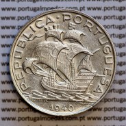 10$00 prata 1940, 10 Escudos 1940 Prata da República Portuguesa, (Bela), World Coins Portugal KM 582