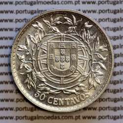 50 centavos 1912 prata, ($50 centavos prata 1912), Republica Portuguesa, (Bela / Soberba), World Coins Portugal  KM 561