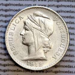 50 centavos 1912 prata, ($50 centavos prata 1912), Republica Portuguesa, (MBC+), World Coins Portugal  KM 561