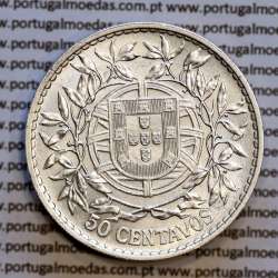 50 centavos 1912 prata, ($50 centavos prata 1912), Republica Portuguesa, (MBC+), World Coins Portugal  KM 561