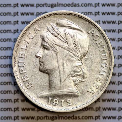 50 centavos 1912 prata, ($50 centavos prata 1912), Republica Portuguesa, (MBC+), World Coins Portugal  KM 561