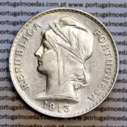 50 centavos 1913 prata, ($50 centavos prata 1913), Republica Portuguesa, (MBC+/Bela-), World Coins Portugal  KM 561