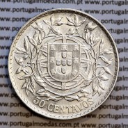Portugal, silver coin of 50 centavos 1913 or $50 centavos 1913 of Portuguese Republic, (VF+XF), World Coins Portugal KM 561