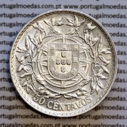 50 centavos 1914 prata, ($50 centavos prata 1914), Republica Portuguesa, (MBC+/Bela-), World Coins Portugal  KM 561