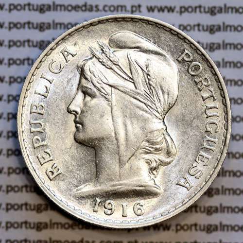 50 centavos 1916 prata, ($50 centavos prata 1916), Republica Portuguesa, (Soberba), World Coins Portugal  KM 561