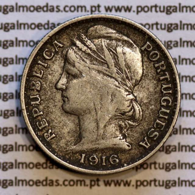 Portugal, silver coin of 20 centavos 1916, $20 centavos of the Portuguese Republic, (VF), World Coins Portugal KM 562