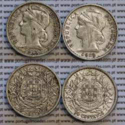20 centavos prata 1913 + 20 centavos prata 1916, Republica Portuguesa, World Coins Portugal  KM 562