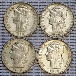 50 centavos prata 1912, 1913, 1914, 1916 ($50 centavos), Republica Portuguesa, (Serie Completa), World Coins Portugal  KM 561