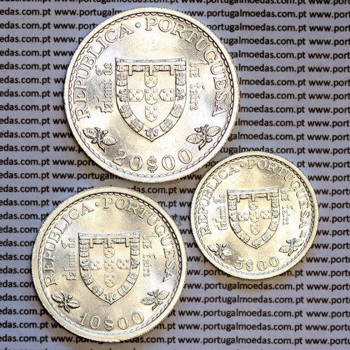 Serie moedas Henriquina 1960, moeda prata de 5$00 + 10$00 + 20$00, comemorativas do 5º Cent. da Morte do Infante Dom Henrique