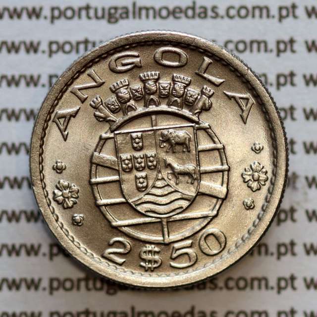 Angola 2$50 1967 cuproníquel, (2 escudos e 50 centavos 1967), (Soberba) 2 1/2 Escudos 1967 Nickel  World Coins Angola KM 77