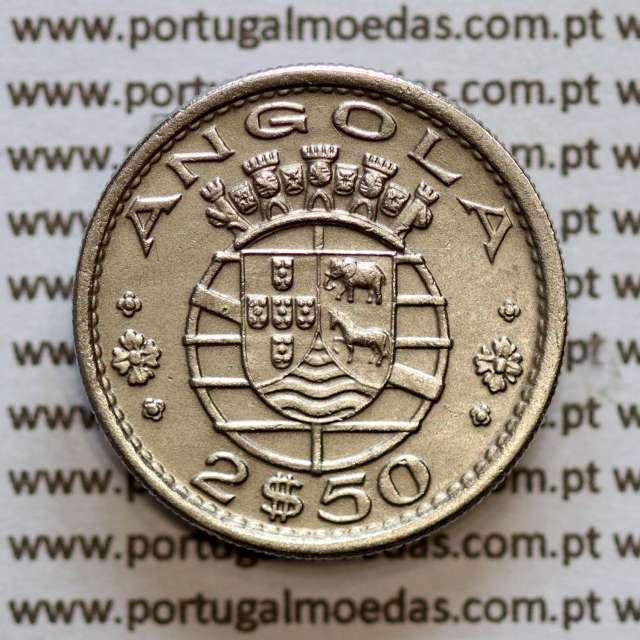 Angola 2$50 1967 cuproníquel, (2 escudos e 50 centavos 1967), (Bela) 2 1/2 Escudos 1967 Nickel  World Coins Angola KM 77