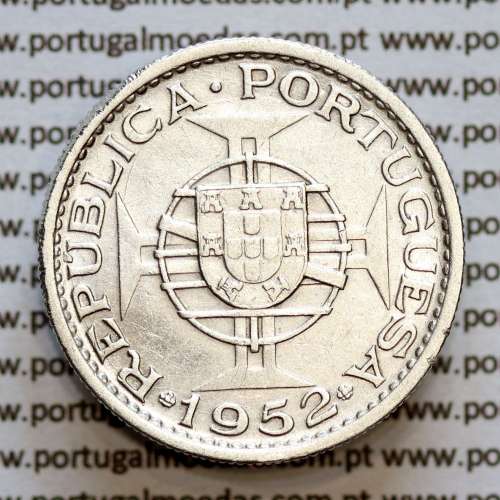 Angola 10$00 1952 prata, (10 escudos prata 1952), (MBC+) 10 Escudos silver 1952 World Coins Angola KM 73