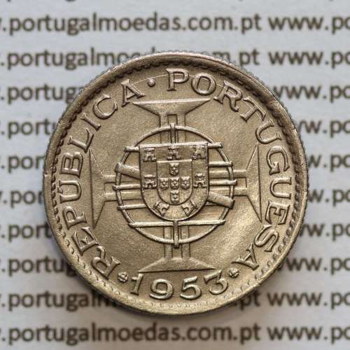 Angola 2$50 1953 cuproníquel, 2 escudos e 50 centavos 1953, 2-1/2 Escudos 1953, (Bela), World Coins Angola KM 77