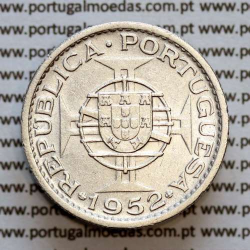 Angola 10$00 1952 prata, (10 escudos prata 1952), (MBC) 10 Escudos silver 1952 World Coins Angola KM 73