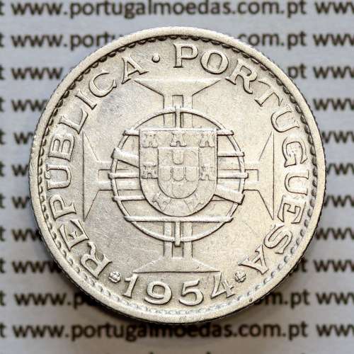 Angola 10$00 1952 prata, (10 escudos prata 1952), (MBC) 10 Escudos silver 1952 World Coins Angola KM 73
