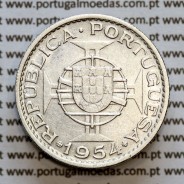 Angola 10$00 1952 prata, (10 escudos prata 1952), (MBC) 10 Escudos silver 1952 World Coins Angola KM 73