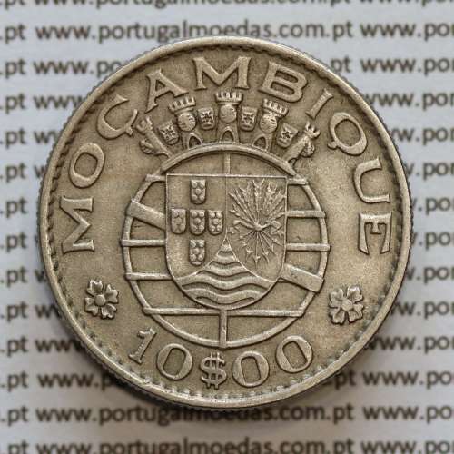 Moçambique 10$00 1968 cuproníquel, "dez escudos 1968 " (MBC+), 10 Escudos 1968 World Coins Mozambique KM 79b