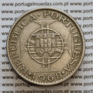 Moçambique 10$00 1968 cuproníquel, "dez escudos 1968 " (MBC+), 10 Escudos 1968 World Coins Mozambique KM 79b