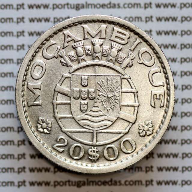 Moçambique, 20 Escudos 1952 Prata, 20$00 escudos 1952 prata Ex-Colónia de Moçambique, (MBC+), World Coins Mozambique KM 80