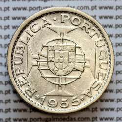 Mozambique, silver coin of 20 Escudos 1955 Former Portuguese Colony of Mozambique, (VF+), World Coins Mozambique KM 80