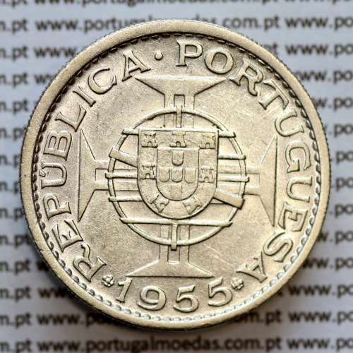 Mozambique, silver coin of 20 Escudos 1955 Former Portuguese Colony of Mozambique, (VF+), World Coins Mozambique KM 80