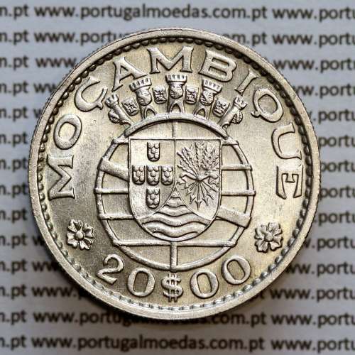 Moçambique 20$00 1966 Prata, (vinte escudos em prata de 1966), (Soberba), World Coins Mozambique KM 80
