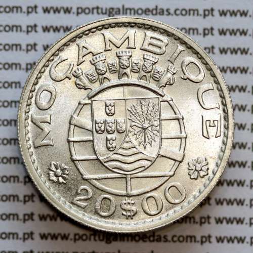 Moçambique 20$00 1966 Prata, (vinte escudos em prata de 1966), (Soberba), World Coins Mozambique KM 80