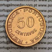 Angola 50 Centavos 1953 Bronze, ("$50" cinquenta centavos 1953 Angola), (Bela/Soberba), Angola, World Coins Angola KM 75