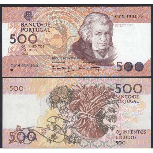 Nota de 500 Escudos 1992 Mouzinho da Silveira, 500$00 13/02/1992 Chapa: 12 - Banco de Portugal (Circulada)
