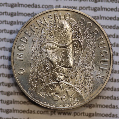 5€ "Euros" 2016, O Modernismo, Cuproníquel, (5 Euro 2016, The Modernism, Copper-nickel coin, World Coins Portugal  KM 883)