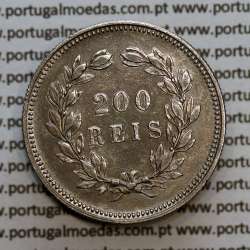 200 réis 1892 prata D. Carlos I, Variante de 200 réis ou dois tostões 1892 Cunho com "P" Aberto, World Coins KM 531