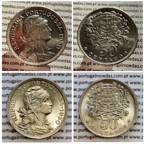 Portugal, Nickel brass coin of 50 Centavos 1930 of Portuguese Republic, (UNC), World Coins Portugal KM577