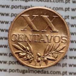 XX centavos 1956 Bronze, "20 centavos bronze1956 Republica Portuguesa" (Soberba) - World Coins Portugal  KM 584