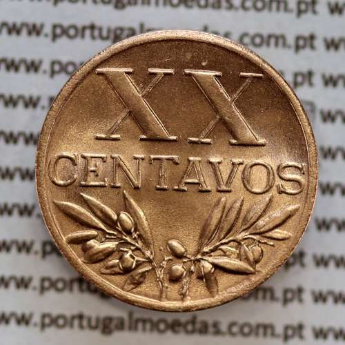XX centavos 1956 Bronze, "20 centavos bronze1956 Republica Portuguesa" (Soberba) - World Coins Portugal  KM 584