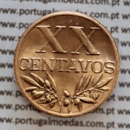 XX centavos 1956 Bronze, "20 centavos bronze1956 Republica Portuguesa" (Soberba) - World Coins Portugal  KM 584