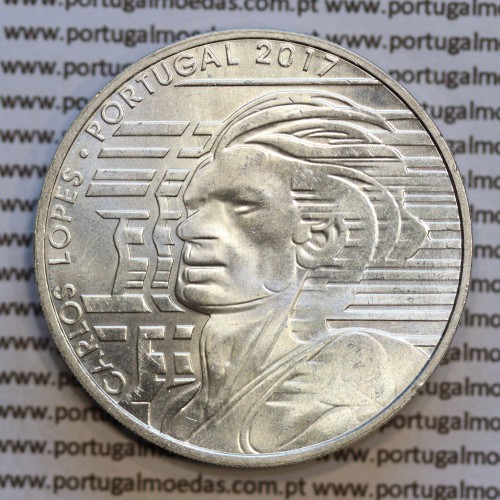 7,5 "Euros" 2017, Carlos Lopes, prata, (7,50 Euro 2017, Carlos Lopes, prata coin, World Coins Portugal KM881)
