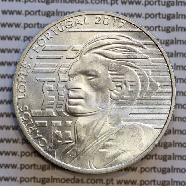 7,5 "Euros" 2017, Carlos Lopes, prata, (7,50 Euro 2017, Carlos Lopes, prata coin, World Coins Portugal KM881)